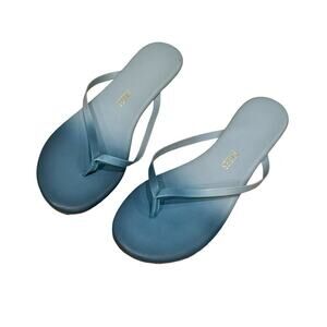 TKEES Lily Vegan Solids Liners Flip Flop Slides Blue White Size 6 US NWOB